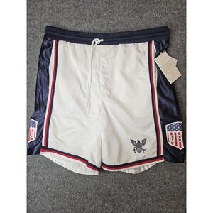 NWT Team USA Mens Soccer Shorts Size Large Athletic Lined Mesh White Patriotic